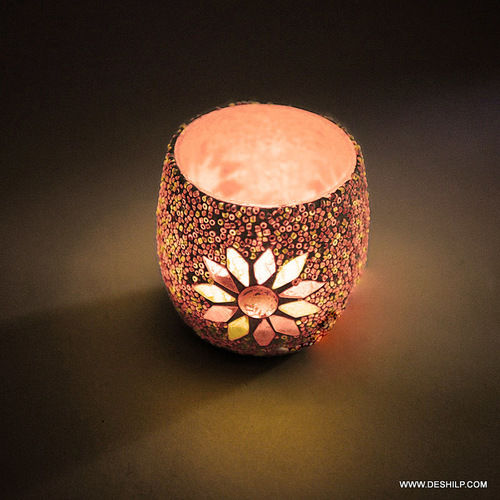 Mosaic Decor Glass Candle Holder