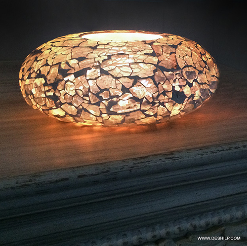wood shaped Mosaic Handmade Glass Candle Holder