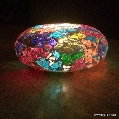 Rainbow Color Glass Candle Holder