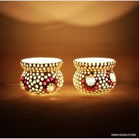 Concrete Very Small Mosaic T Light Candle