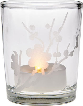 Design Printed Clear Glass Candle Holder