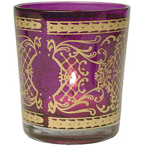 Modern Art Printed Glass T Light Candle Holder
