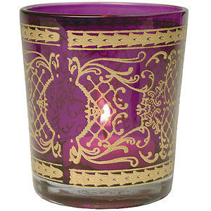Printed Glass T Light Candle Holder