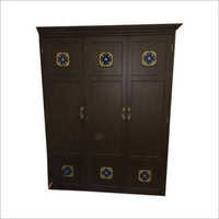 Designer Wooden Almirah - Handmade Plywood, 3 Feet Wide X 5 To 6 Feet Tall, Polished Brown Finish, Wrought Iron Accents | Indian Style, No Assembly Required