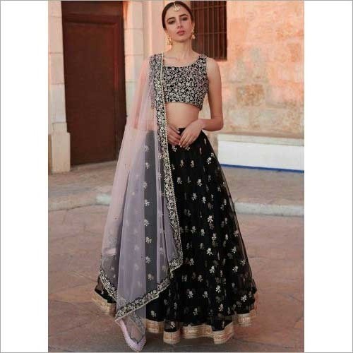 Black&Pink Color But Also Available In Multi Color Ladies Designer Printed Embroidery Lengha Choli