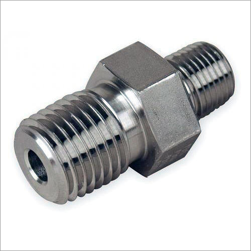 Stainless Steel Hydraulic Hex Nipple - Socket Joint, Round Shape | High Quality, Silver Finish, Leak-Proof Design
