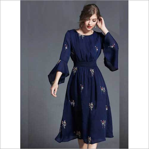 Indian Ladies Navy Blue Embroidered Tunic