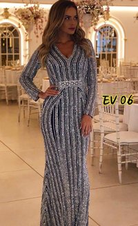 Beaded Evening Gown - Beaded, Embroidered, Sleeveless, Custom Color Options | Exquisite Ethnic Design For Formal & Casual Events