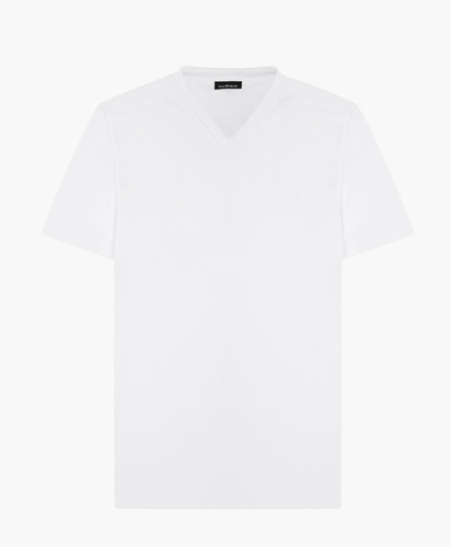 White V Neck T-Shirt - 100% Cotton, Sizes S-XL, Color White, Half Sleeve, Plain Design | Ideal for All Seasons, Customizable Print Options