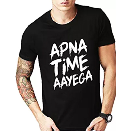 Mens 100% Cotton Printed T-Shirt - Sizes S-XL | Color Black, Half Sleeve, Stylish Screen Print, Durable & Vibrant Design for All Seasons