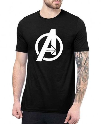 Cotton Round Neck Biowash T-Shirt - 100% Cotton, Sizes S-XL, Color Black, Half Sleeve, Printed Design, Durable & Crack Resistant Inks