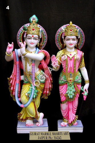 Marble White Radha Krishna Statue