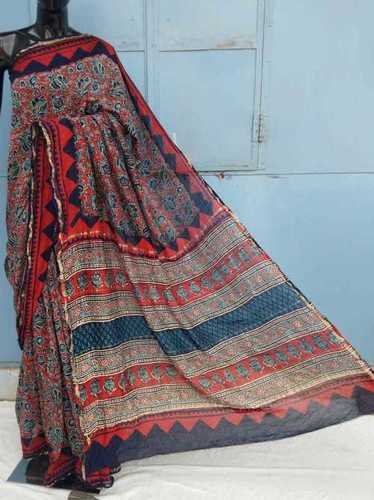 Jaipuri Printed Cotton Saree - 5.50 Metre Length, Multi Color with Handmade Blouse Fabric 80 cm | Comfortable Mulmul Cotton, Ideal for Handwash