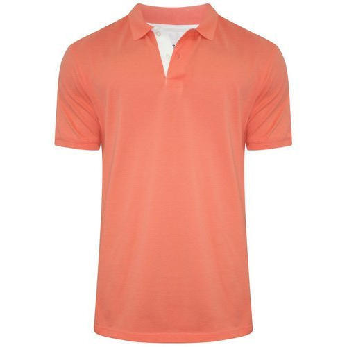 Peach Color Biowash Polo T-Shirts - 100% Cotton, Sizes S-XL, Short Sleeve, Plain Design, Custom Logo Available, Ideal for All Seasons