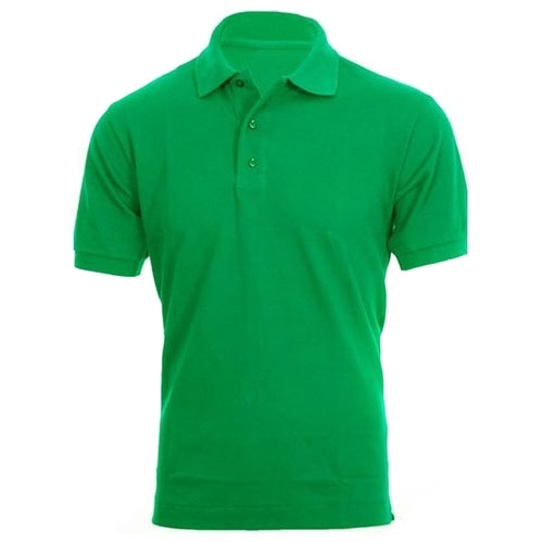 Mens 100% Cotton Polo T-Shirt - Sizes S-XL, Color Green | Half Sleeve, Plain Pattern, Custom Logo Options, Suitable for All Seasons