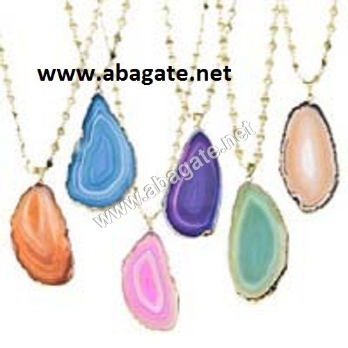 Agate Slice Necklace Grade: Aaa
