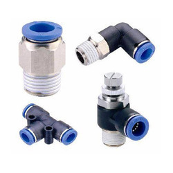 Push in Fittings - Stainless Steel, 3.6 mm Height & Length, Blue and Black | 360Â° Orientable Male Thread, -0.95 to 14 bar Pressure