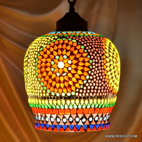 Rooftop Mosaic Handmade Glass Wall Hanging - Color: Multicolor