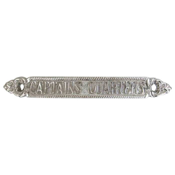 Chrome Plated Sign CAPTAINS QUARTERS 100 Aluminium Finish