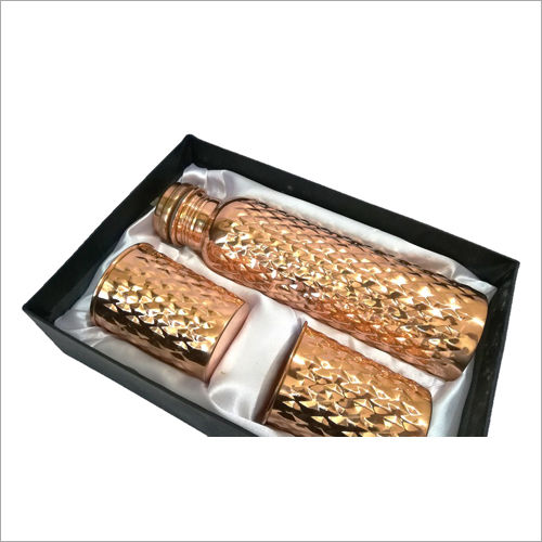 Rhombus Shape Copper Bottle Gift Set