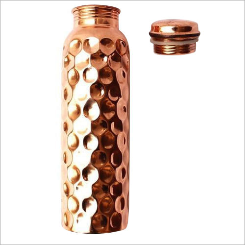 Brown Hammered Pure Copper Water Bottle