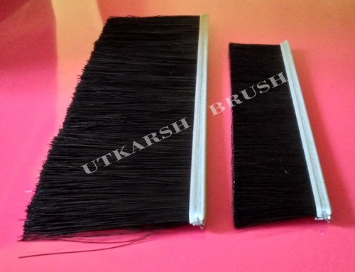 Nylon Bristle Metal Channel Strip Brushes - Color: Black