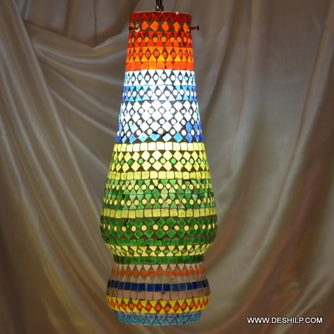 Long Glass Mosaic Wall Lantern