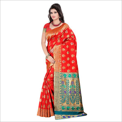 Ladies Casual Silk Banarasi Saree - Silk Material, Printed Pattern , Available in All Colors