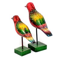 Indian Handmade Colorful Wooden Painted 2 Bird Set