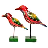Indian Handmade Colorful Wooden Painted 2 Bird Set