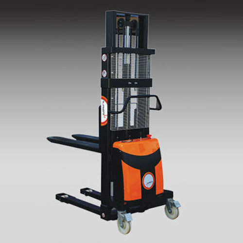 Semi Electric Stacker - Steel Frame, 1000 x 600 x 1100 mm | 1000 KG Capacity, 3100 mm Lift Height, Electro Hydraulic Lift Function, Manual Movement, PU Wheels, Battery Discharge Indicator