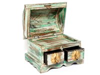 Vintage Decorative Handmade Indian Gujarati Wooden Brass Fitted Small Box