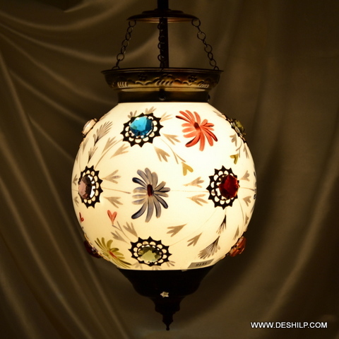 Decorated Round Glass Wall Hanging