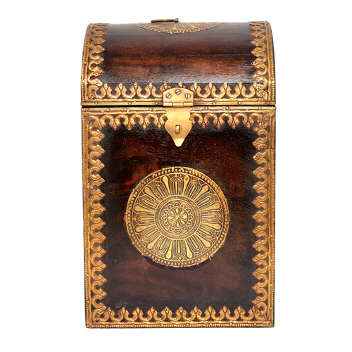 Brown Home Decorative Brass Fitted Wooden Wine Bottle Designer Box