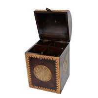 Home Decorative Brass Fitted Wooden Wine Bottle Designer Box