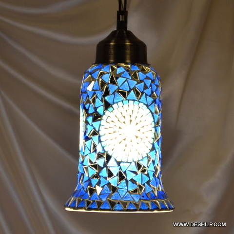 Blue Mosaic Glass Wall Hanging Lamp