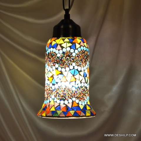 Modern Art Round Mosaic Handmade Glass Wall Hanging - Color: Multicolor