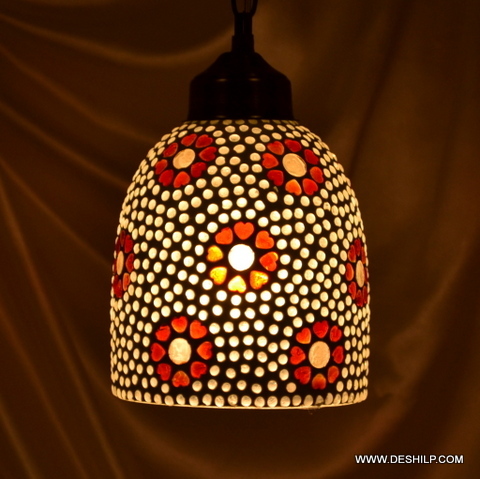 Golden And Red Mosaic Handmade Glass Wall Hanging