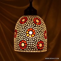 Golden And Red Mosaic Handmade Glass Wall Hanging - Shape: Round