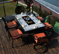 8+1 cast aluminum frame barbecue paito table and chair sets