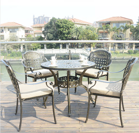 2019 4+1 cast aluminum frame paito table and chairs set