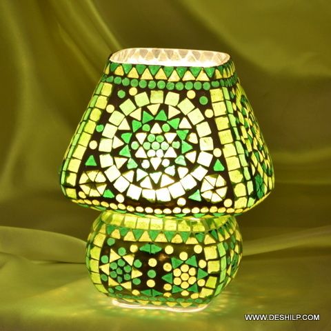Green Mosaic Glass Table Lamp