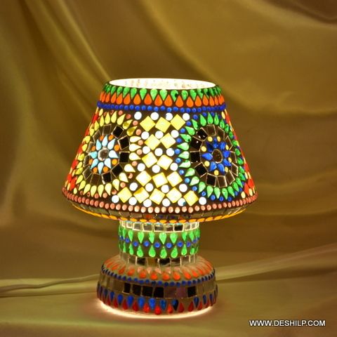 Multi Mosaic Glass Table Lamp