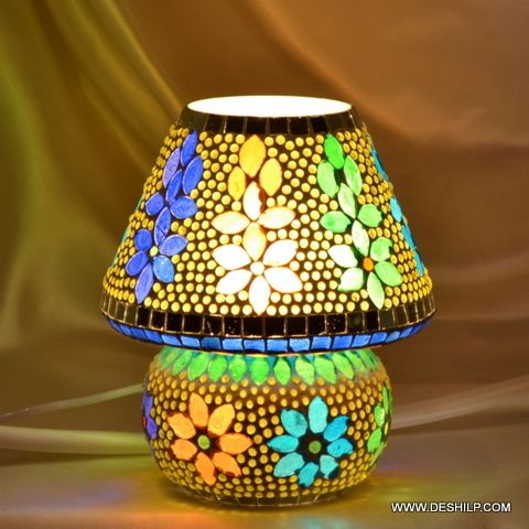 Multi Mosaic Glass Table Lamp