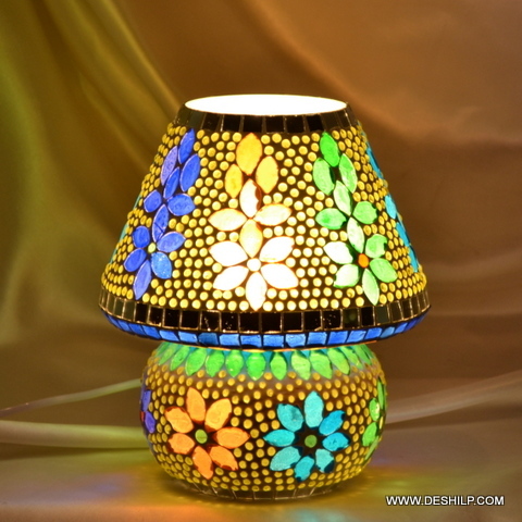 VintageHue Mosaic Pattern Glass Lamp