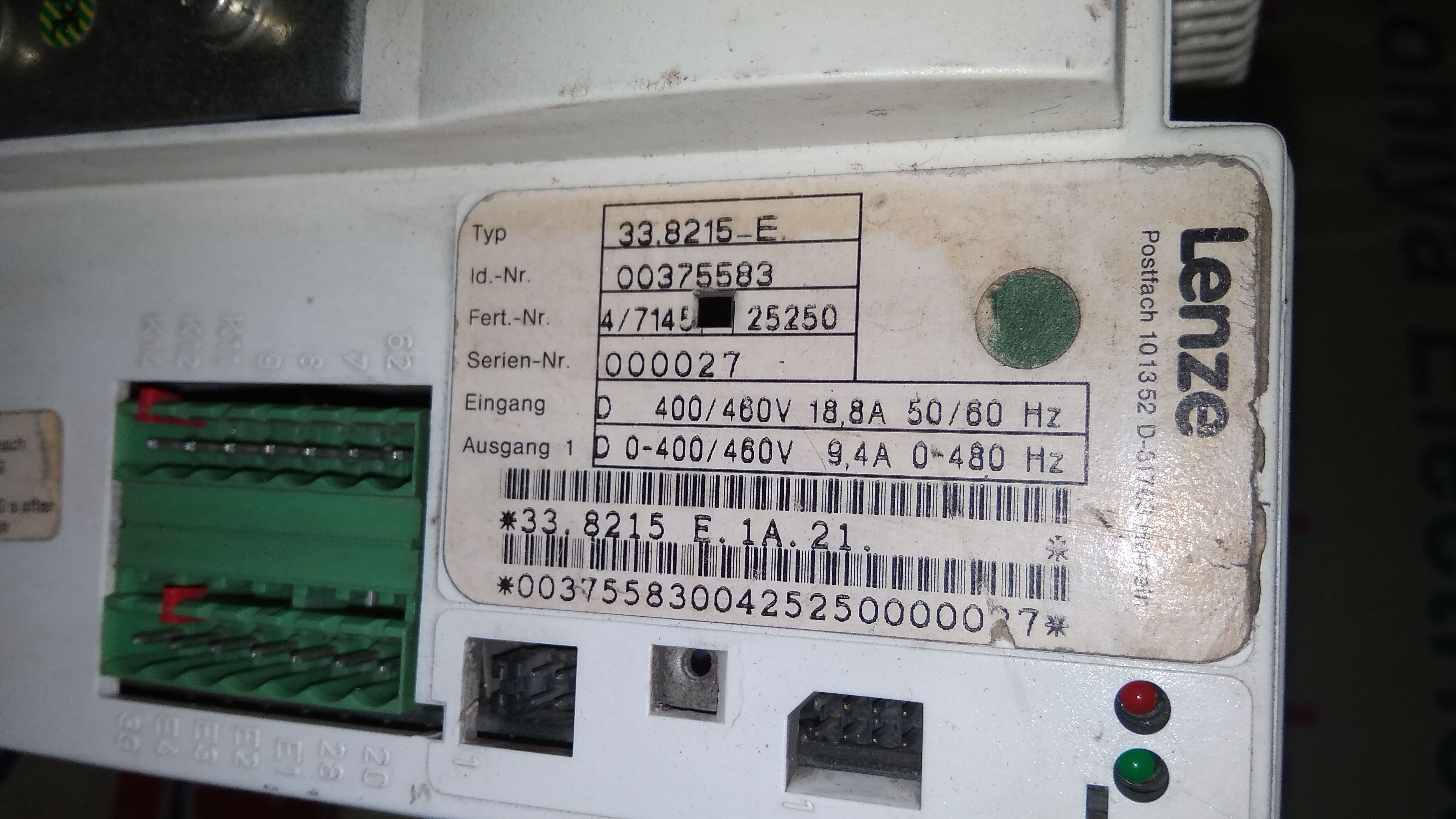 LENZE SERVO DRIVE 33.8215-E