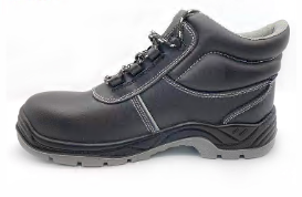 Middle Cut Safety Shoes - Embossed Leather Upper, PU Sole, Sizes 4-12 | Steel Toe Cap, Puncture Resistant, Airmesh Lining, 6 Month Guarantee
