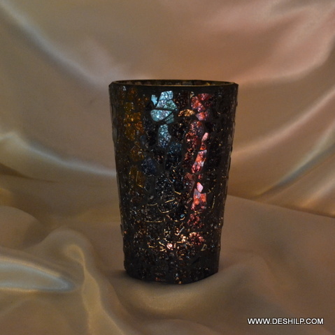Glass Tile Pattern Candle Holder - Style: Antique Imitation