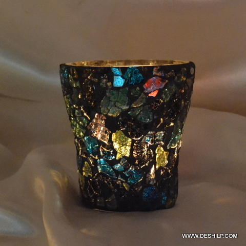 Crackle Glass T-Light Holder