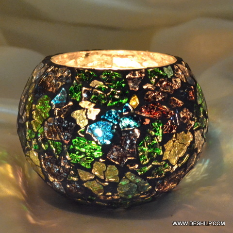 Mosaic Glass Candle Holder